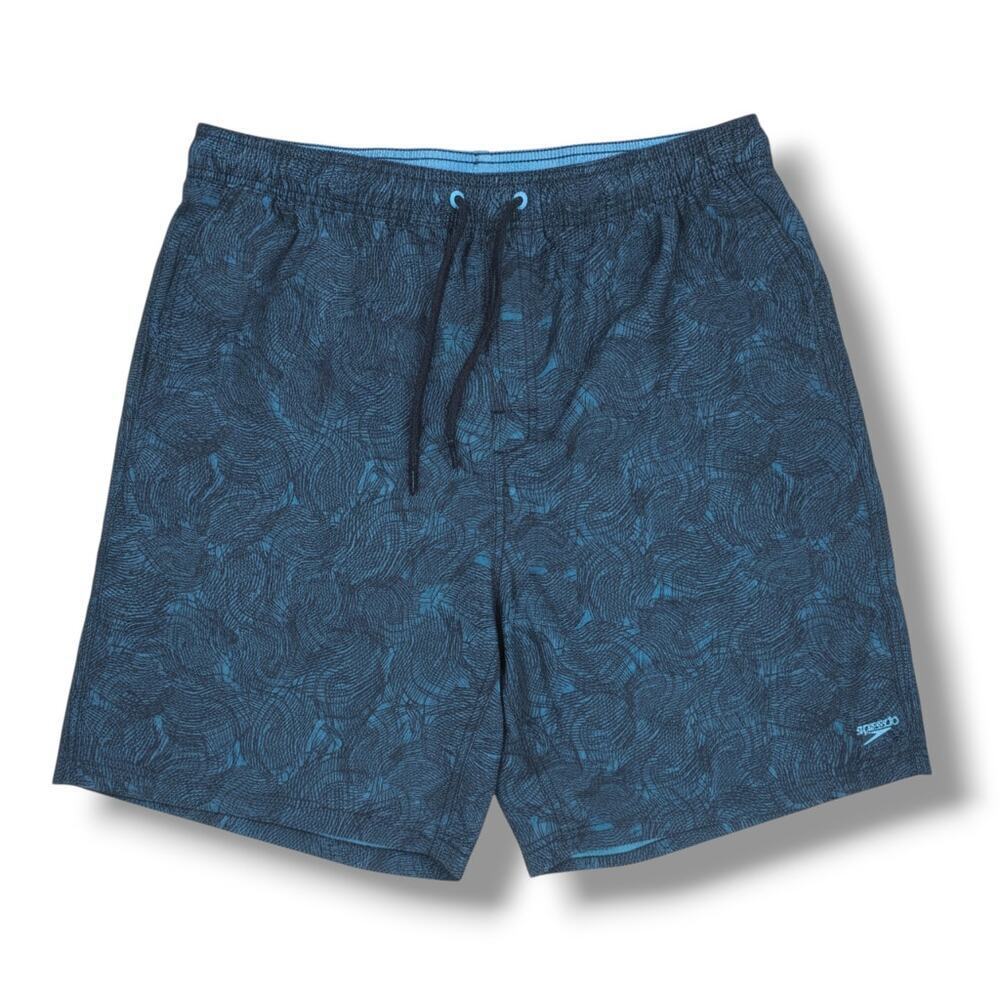 Speedo Men’s XXL Blue Patterned Swim Trunks Lined Drawstring Shorts